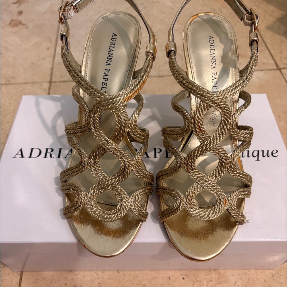 Adrianna Papell Metallic Gold Strappy Sandals